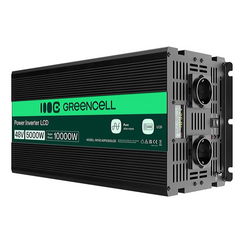 Green Cell INVGC48P5000LCD 48V na 230V 5000W/10000W Czysta sinusoida