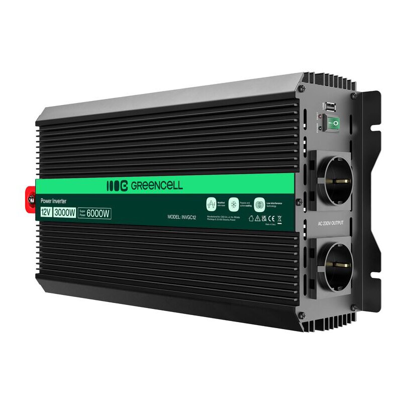 GREEN CELL PRZETWORNICA LCD 12V 2000W/4000W SINUS