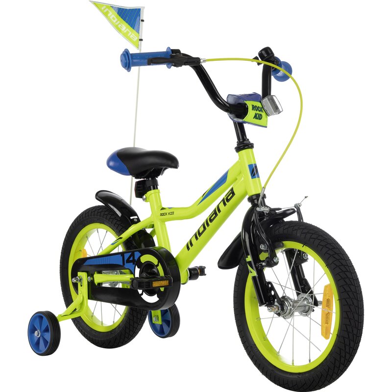 Rower dziecięcy INDIANA Rock Kid 14 cali Limonkowy Wzrost: 95-110 cm Wiek: 4-6 lat