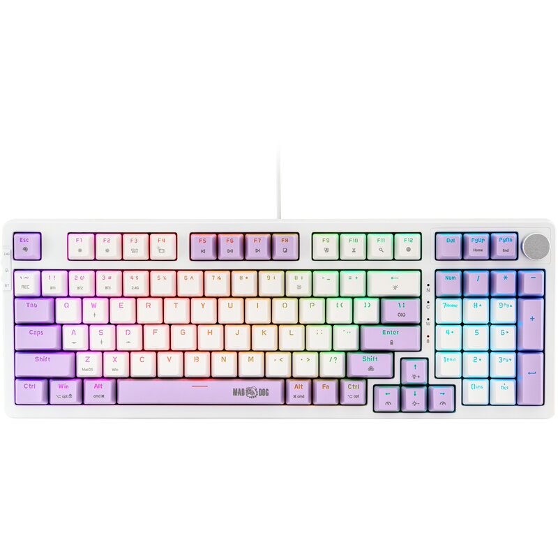 Klawiatura MAD DOG GK960W Gateron Pro Red Biało-liliowy