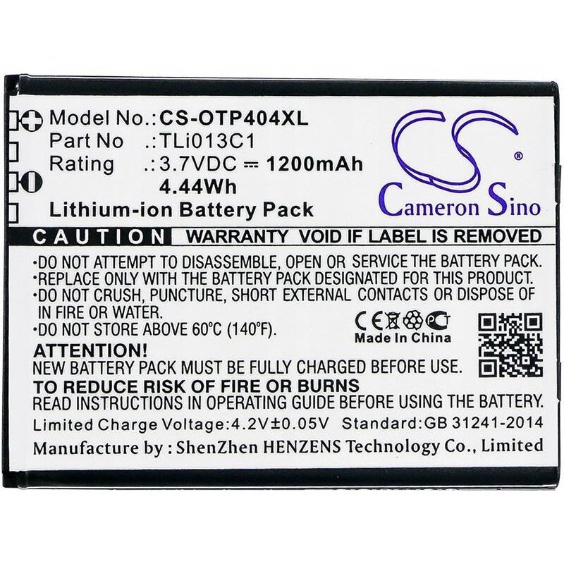 Bateria do telefonu CAMERON SINO CS-OTP404XL 1200 mAh do Alcatel/Cingular