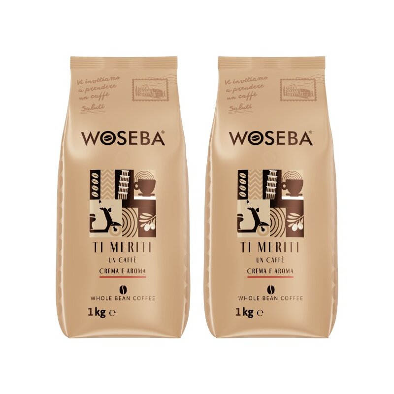 Kawa ziarnista WOSEBA Ti meriti un caffè Crema e Aroma 2 x 1 kg