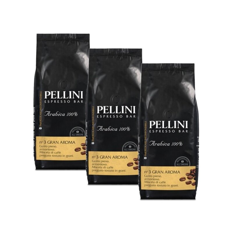 Kawa ziarnista PELLINI Espresso Bar N.3 Gran Aroma 3 x 1 kg
