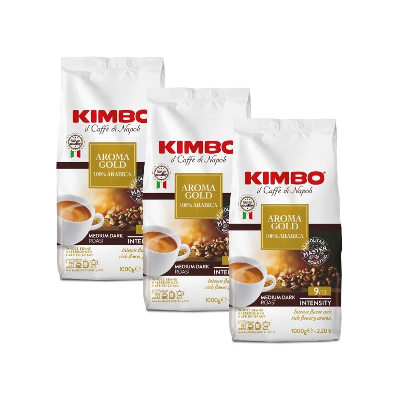 Kawa ziarnista KIMBO Aroma Gold Arabica 3 x 1 kg