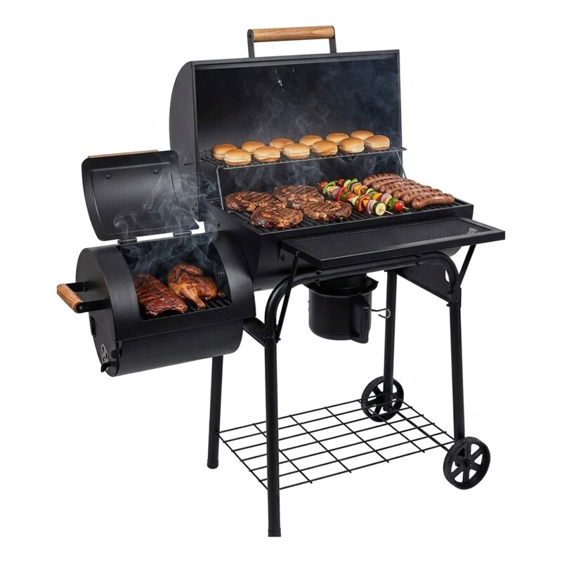Grill ogrodowy węglowy LUND 99909 Zamykany, lokomotywa, wędzarnia, komin, termometr