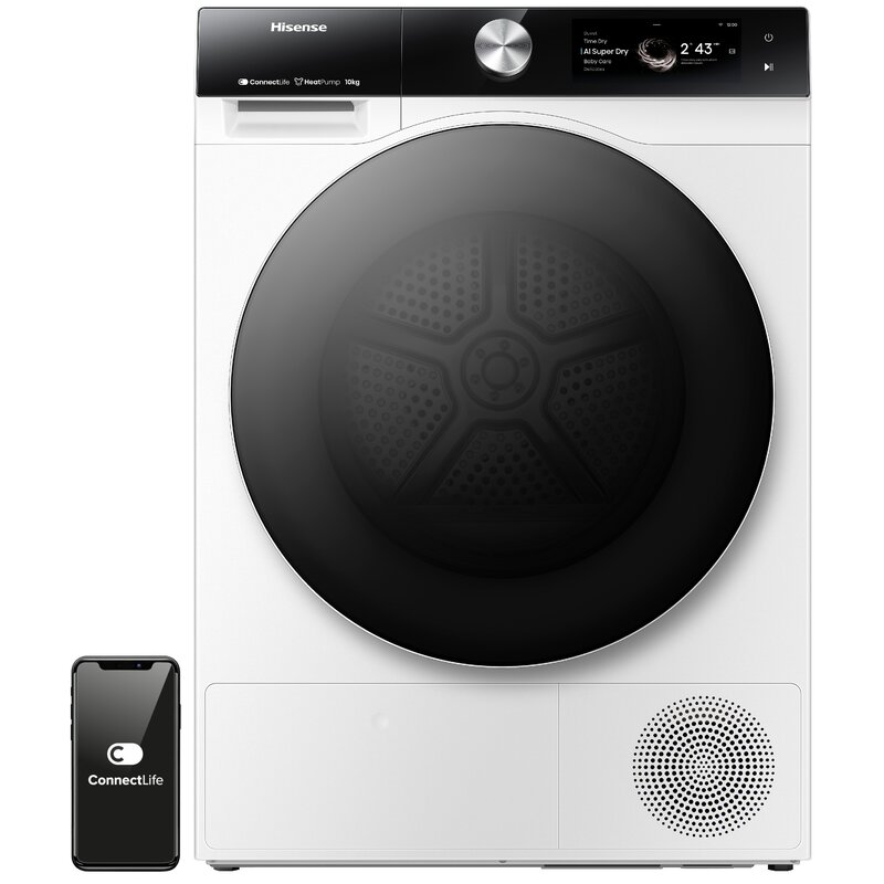 Suszarka HISENSE DH7S107BW Seria 7S Wi-Fi ConnectLife AI SuperDry Ekran TFT Samoczyszczacy wymiennik ciepła