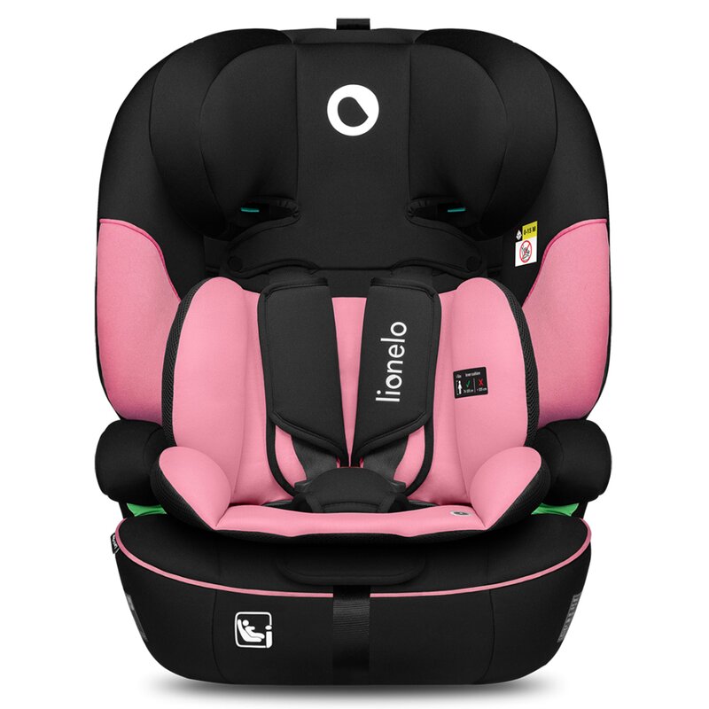 Fotelik samochodowy LIONELO Levi I-Size 76-150 cm (9-36 kg) Czarno-różowy