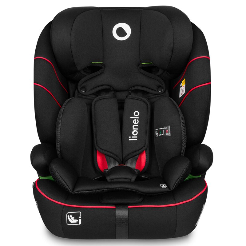 Fotelik samochodowy LIONELO Levi I-Size 76-150 cm (9-36 kg) Czarno-czerwony