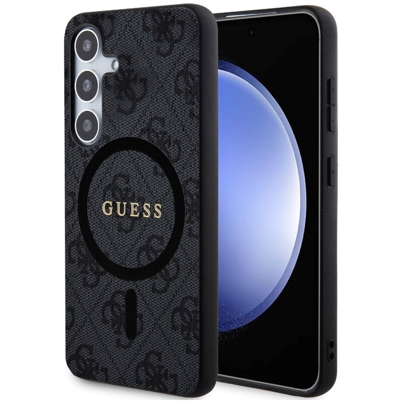 Guess 4G Collection Leather Metal Logo MagSafe GUHMS24SG4GFRK do Galaxy S24 Czarny