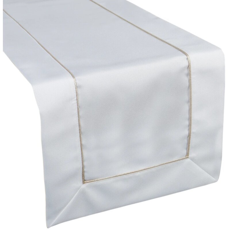 Obrus EUROFIRANY Madele 40 x 140 cm Biało-złoty
