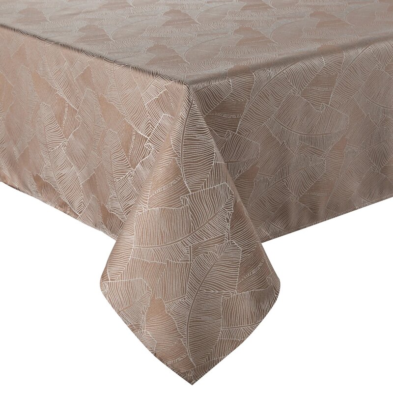 Obrus EUROFIRANY Isla 140 x 180 cm Ciemnobeżowo-biały