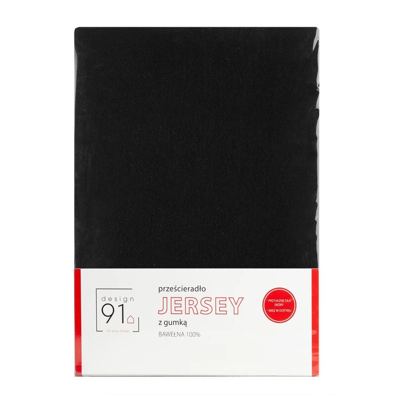 Prześcieradło EUROFIRANY Design 91 397065 Jersey 140 x 200 cm Czarny