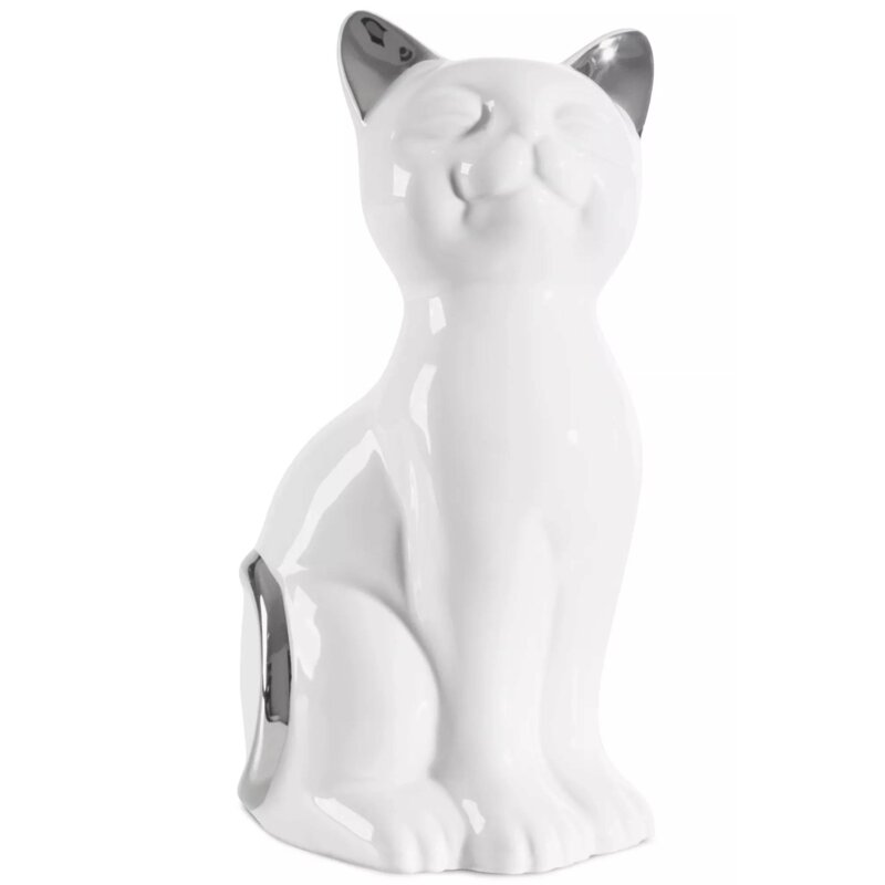 Figurka dekoracyjna EUROFIRANY Cat 20 x 11 x 9 cm Biały