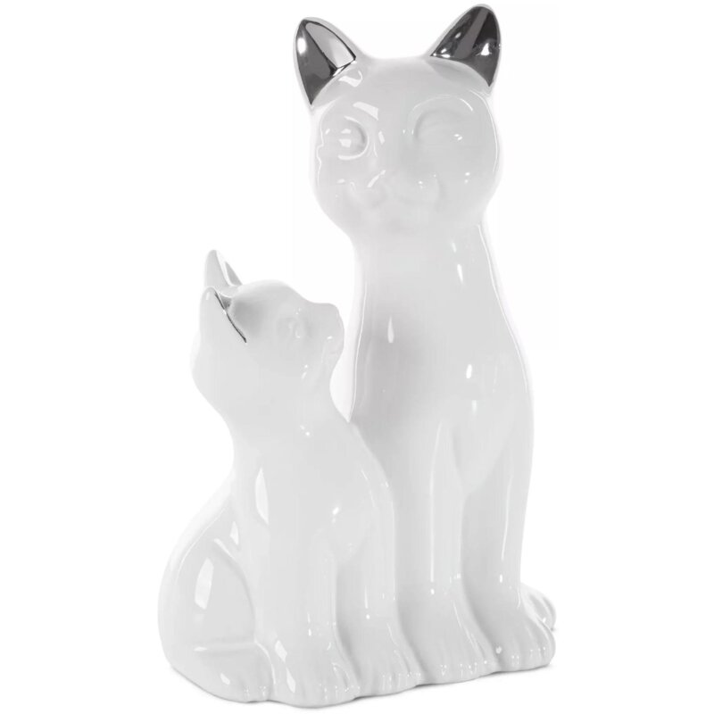 Figurka dekoracyjna EUROFIRANY Cat 22 x 11 x 15 cm Biały