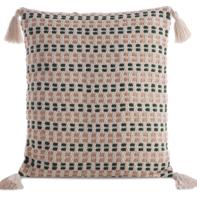Poszewka EUROFIRANY Boho 45 x 45 cm Kremowo-zielony