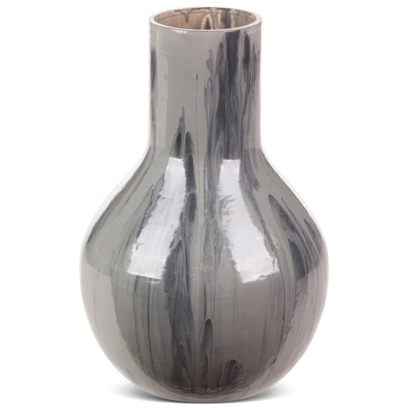 Wazon EUROFIRANY Calen 18 x 28 cm Szklany Popielaty