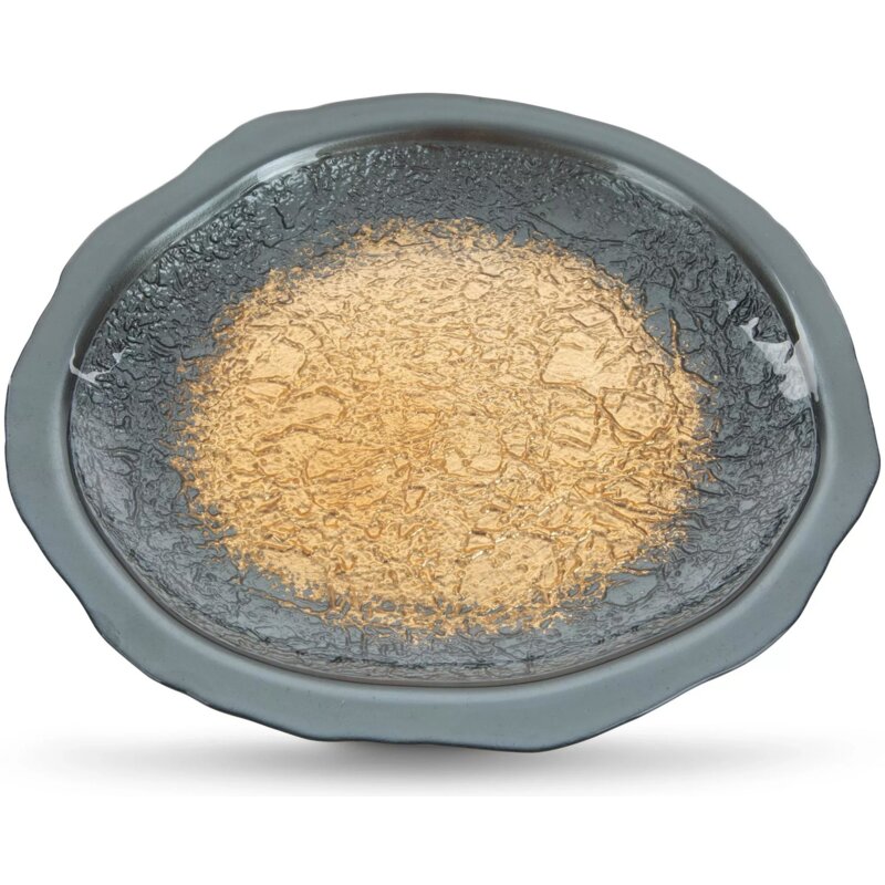 Patera dekoracyjna EUROFIRANY Abi (02) 28 x 28 x 2 cm Stalowo-złoty