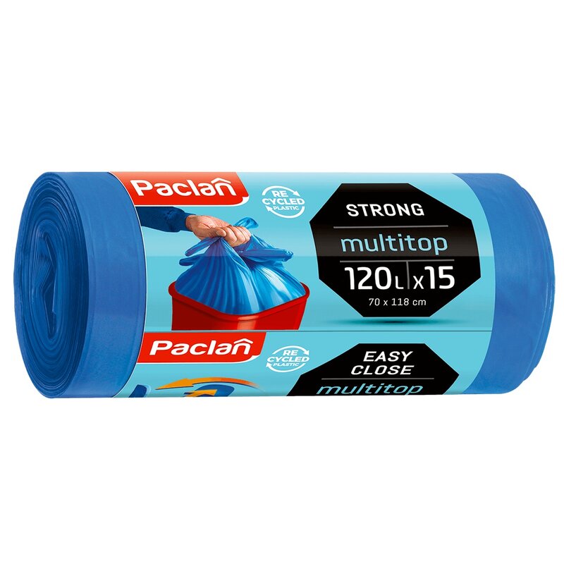 Worki na śmieci PACLAN Multitop 120 L (15 sztuk) Niebieski