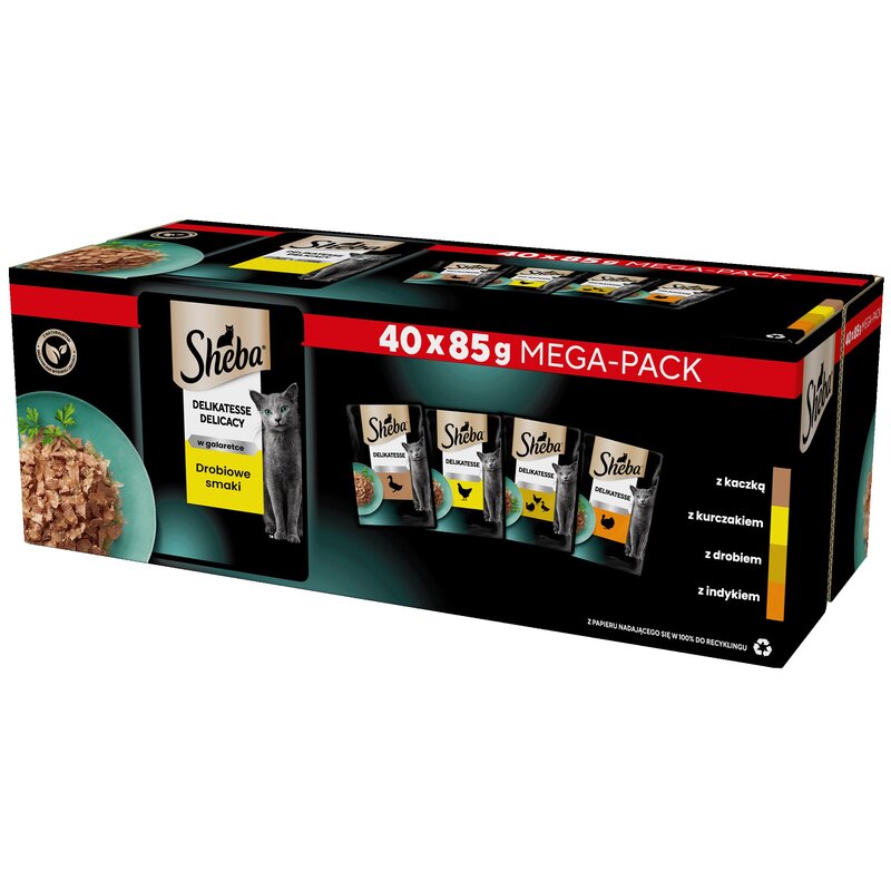 SHEBA DELICACY DROBIOWE SMAKI MOKRA KARMA DLA KOTA W GALARETCE 40X85G