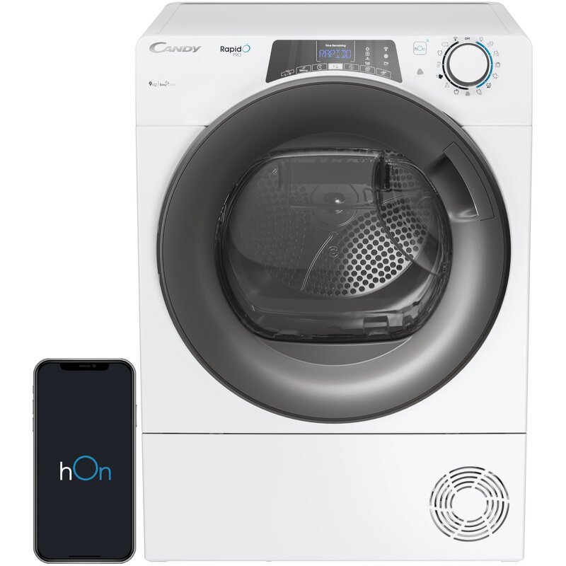 Suszarka CANDY Rapido Pro RPE H9A2TRE-S z pompą ciepła 9kg Szybkie programy Zdalne sterowanie hOn