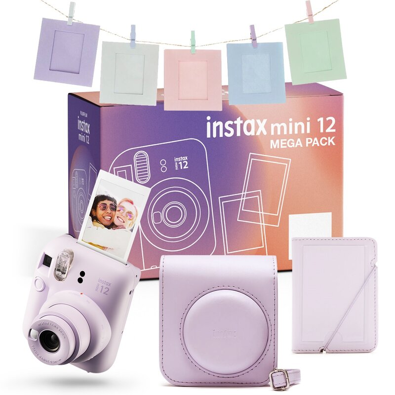 Aparat FUJIFILM Instax Mini 12 Fioletowy Pokrowiec + Album + Ramki + Sznurek + Klamerki