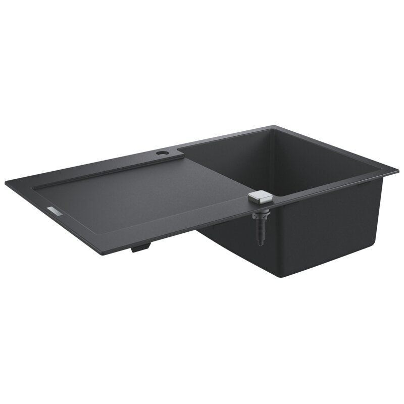 Zlewozmywak jednokomorowy z ociekaczem GROHE K500 31644AP0 Czarny granit 50x86