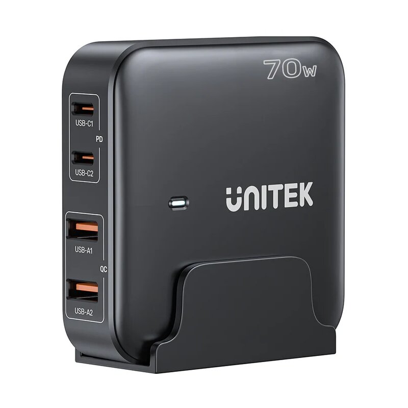 Unitek GaN 70W 2x USB-A+2x USB-C Czarny