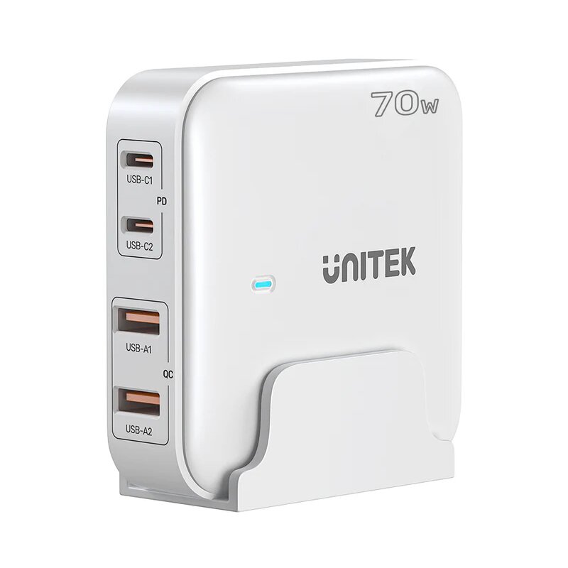 Unitek GaN 70W 2x USB-A+2x USB-C Biały