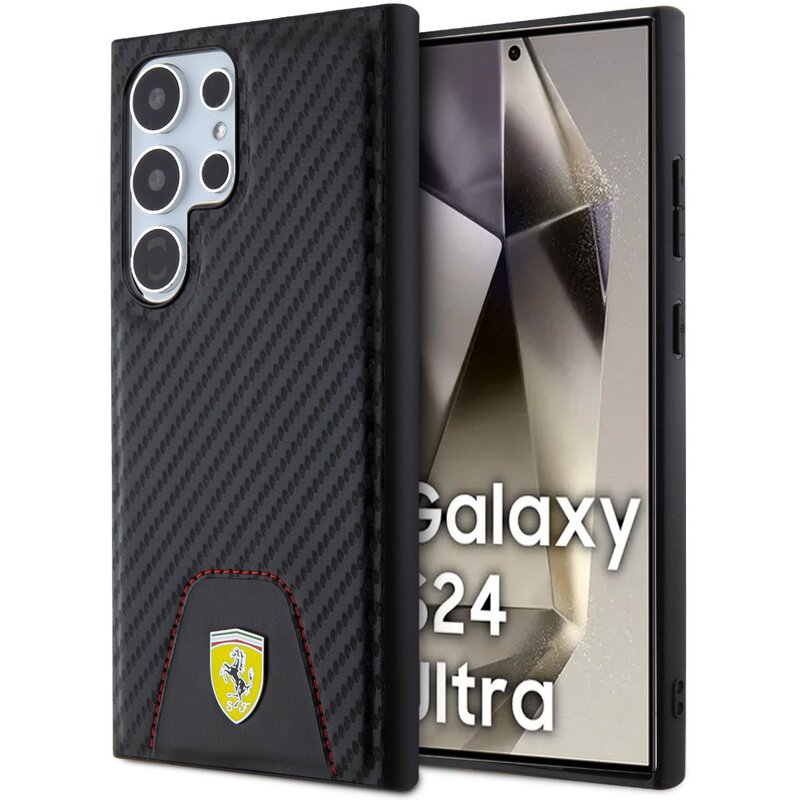 Etui FERRARI Carbon Stitched Bottom do Samsung Galaxy S24 Ultra Czarny