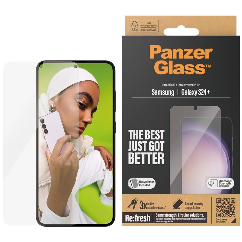 Szkło hartowane PANZERGLASS Refresh Ultra-Wide Fit do Samsung Galaxy S24 Plus z aplikatorem