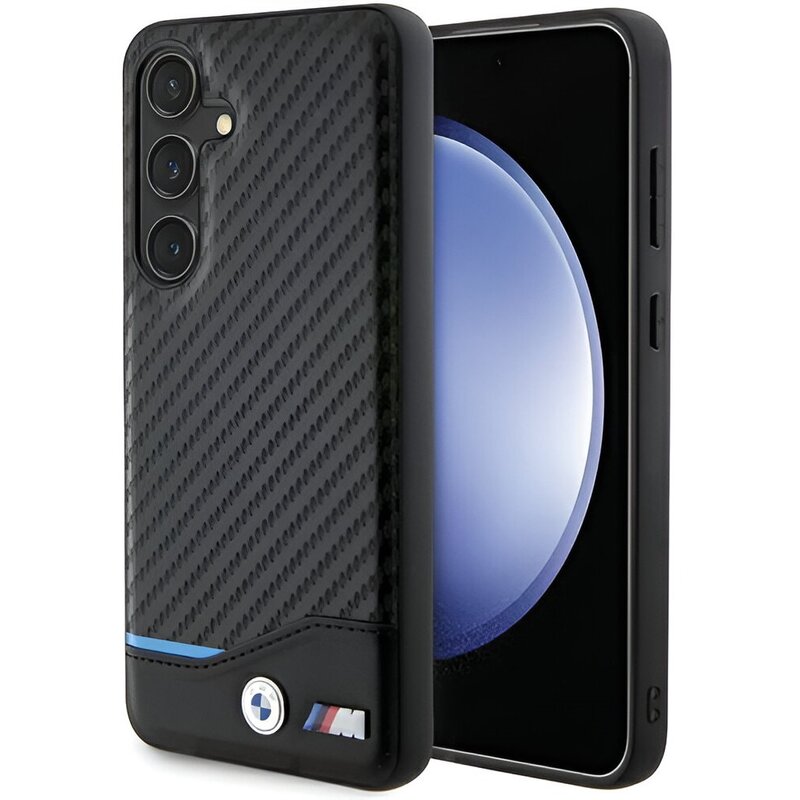 Etui BMW Leather Carbon do Samsung Galaxy S24 Czarny