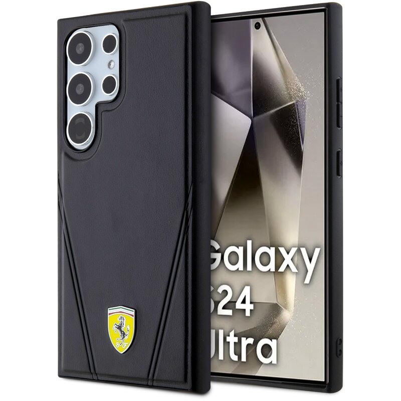 Etui FERRARI Hot Stamp V Lines MagSafe do Samsung Galaxy S24 Ultra Czarny