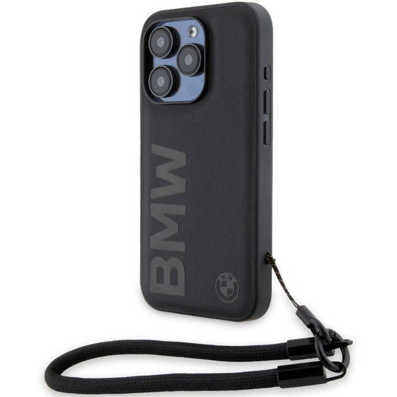 Etui BMW Signature Leather WordMark Cord do Apple iPhone 15 Pro Czarny