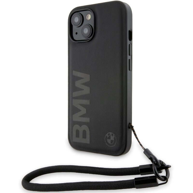 Etui BMW Signature Leather WordMark Cord do Apple iPhone 13/14/15 Czarny