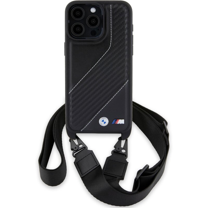 Etui BMW M Edition Carbon Stripe Strap do Apple iPhone 15 Pro Max Czarny