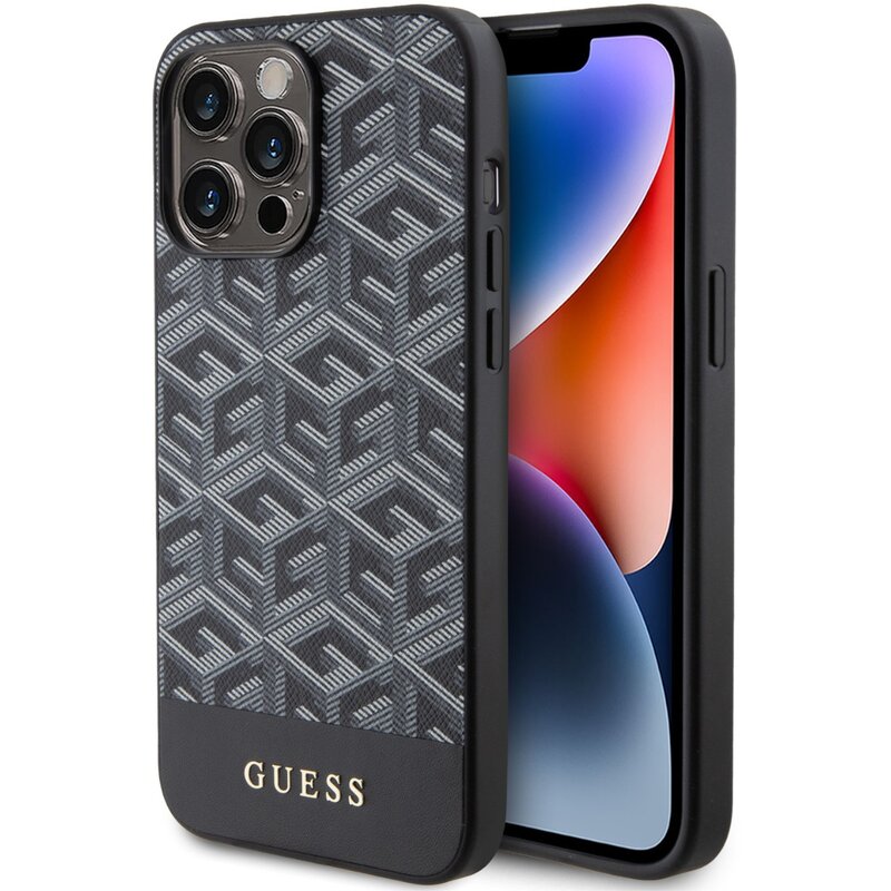 Etui GUESS GCube Stripes MagSafe do Apple iPhone 15 Pro Max Czarny