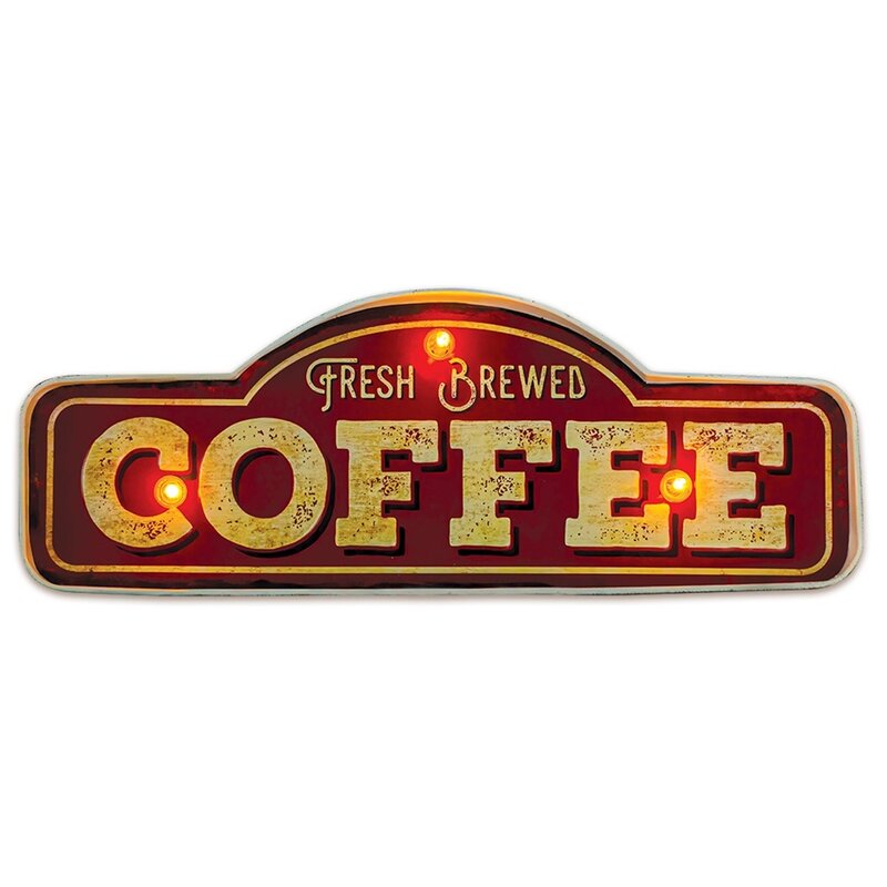 Znak metalowy FOREVER LIGHT Fresh Brewed Coffee