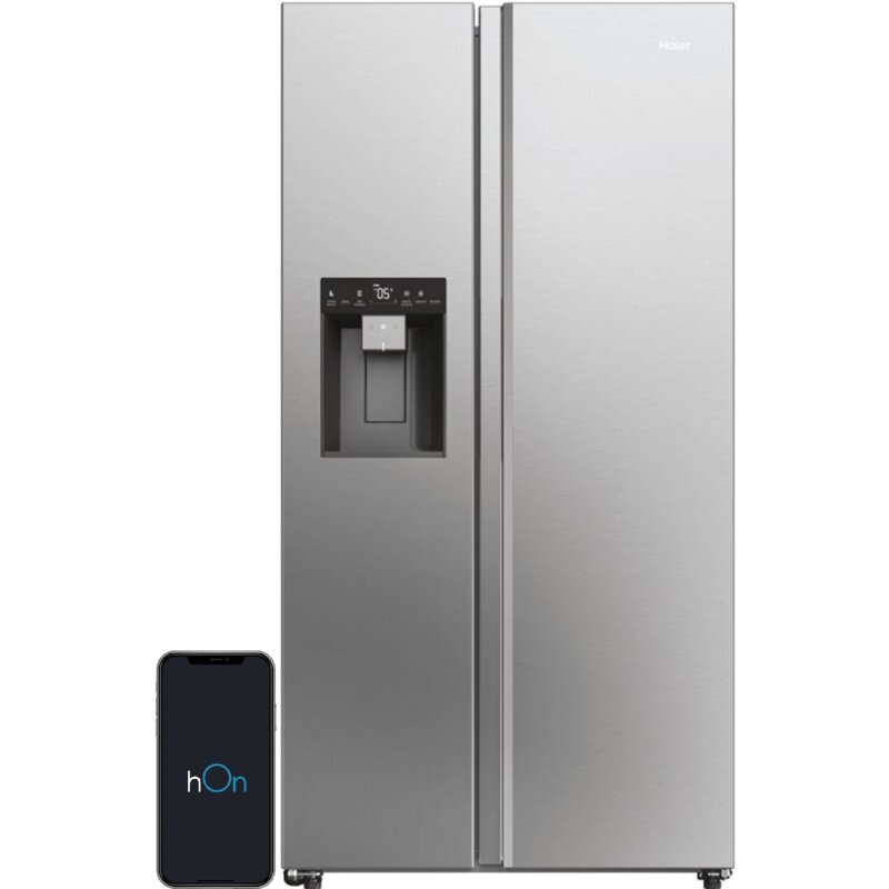 Lodówka HAIER SBS 90 Seria 5 HSW59F18DIMM Side by Side No Frost 177.5cm Platynowy inox