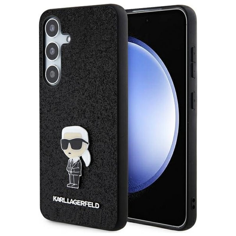 Etui KARL LAGERFELD Fixed Glitter Ikonik Logo Metal Pin do Samsung Galaxy S24 Czarny
