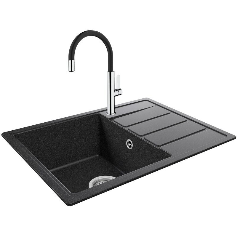 Zlewozmywak jednokomorowy z ociekaczem TEKA Comfor 45 S-TQ 115350000 Onyx 44x62 + Bateria FOT 995