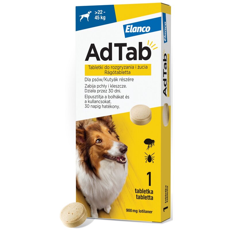 Tabletka przeciw pchłom i kleszczom ADTAB (22 - 45 kg) Ochrona przez 4 tygodnie