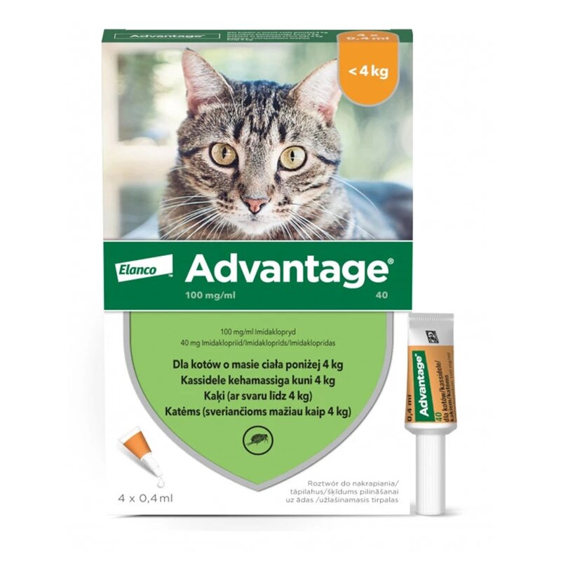 Krople na pchły ADVANTAGE Małe koty 4 x 0.4 ml