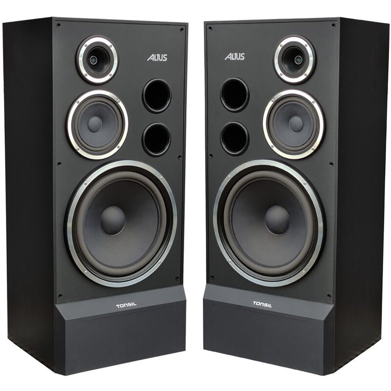 Podłogowe kolumny głośnikowe TONSIL ALTUS 300 Czarne (2 szt.), Obudowa MDF, Typ Bass Reflex, Terminale głośnikowe Bi-wire