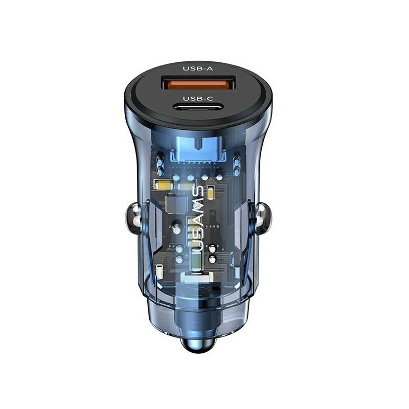 Ładowarka samochodowa USAMS C32 30W Fast Charge Niebieski