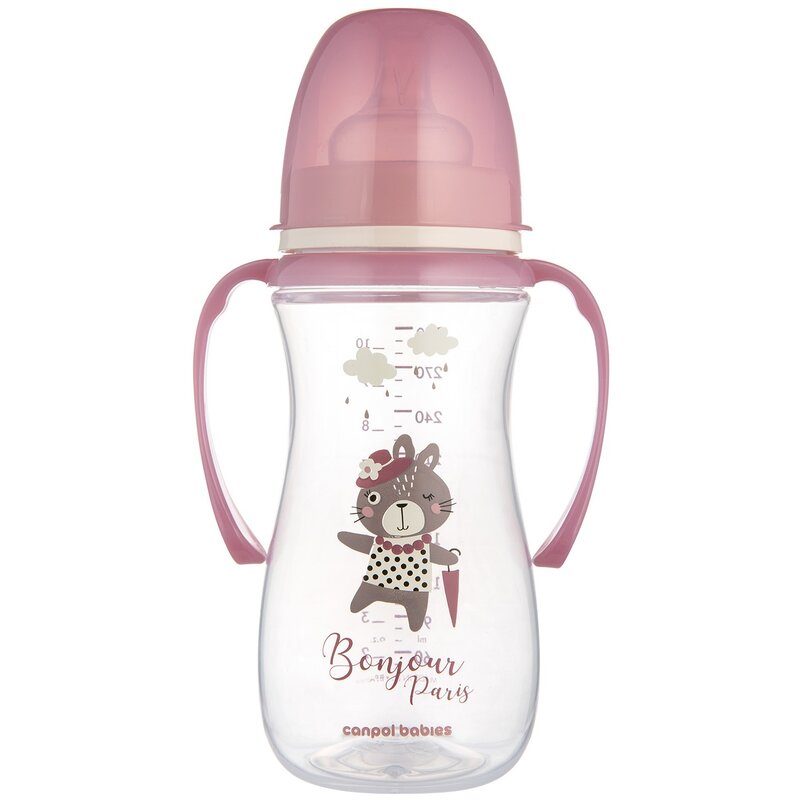 Butelka CANPOL BABIES EasyStart Bonjour Paris 300 ml Różowy