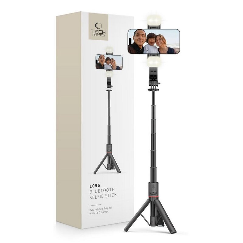 Uchwyt selfie TECH-PROTECT L05S Wireless Tripod&Led Light Czarny