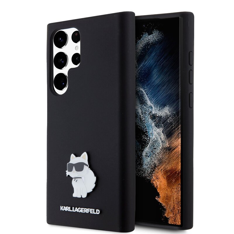 Etui KARL LAGERFELD Silicone Choupette Metal Pin do Samsung Galaxy S23 Ultra Czarny