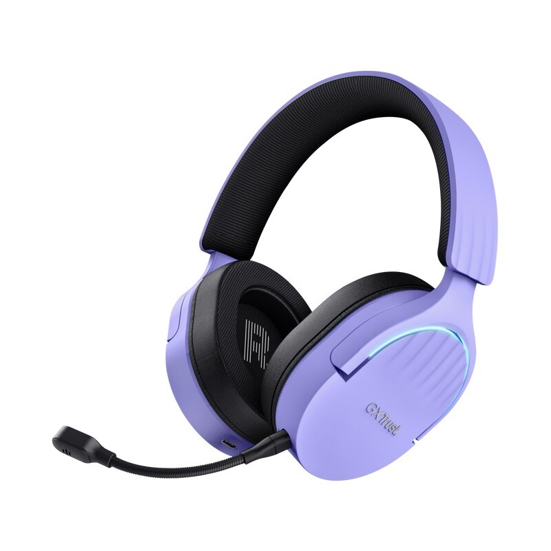 Słuchawki TRUST GXT 491P Fayzo Wireless, Nauszne RGB, Dźwięk przestrzenny Purpurowy