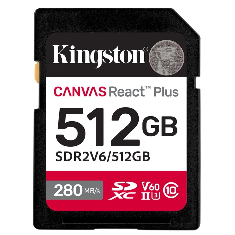 Kingston 512GB SDXC Canvas React Plus UHS-II V60 4K