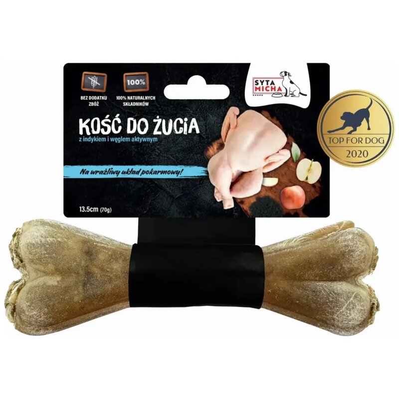 SYTA MICHA Kość do żucia z indykiem - przysmak dla psa - 13,5 cm